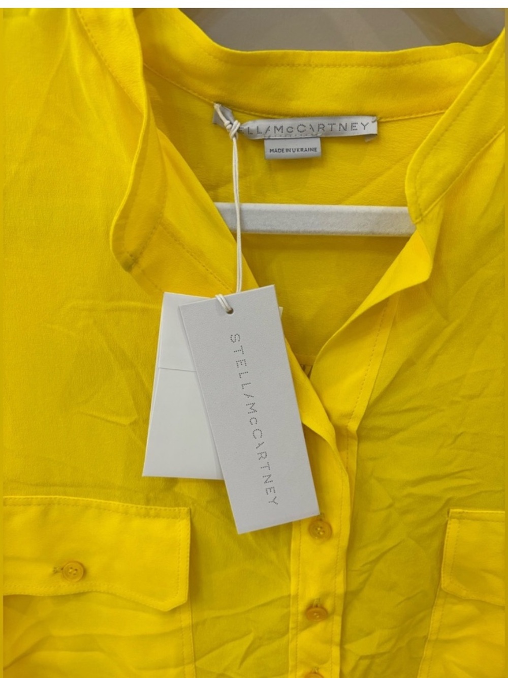$690 NWT Stella McCartney Yellow Collarless Button Placket Blouse - Picture 4 of 8